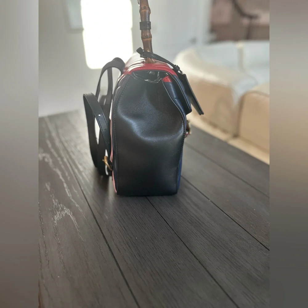 Authentic GUCCI - Queen Margaret Bee Bamboo Top Handle Quilted Leather Backpack - Picture 9 of 12